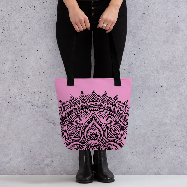 Tote Bag Black Mandala LevanderRose